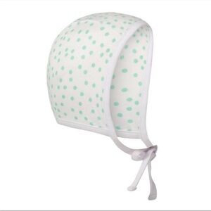 June & January green polka dot bonnet 6/12M